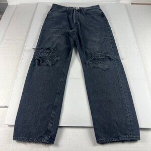 AGOLDE Jeans Women 30x28* 90s Mid Rise Loose Black Faded Distressed Denim Tag 28